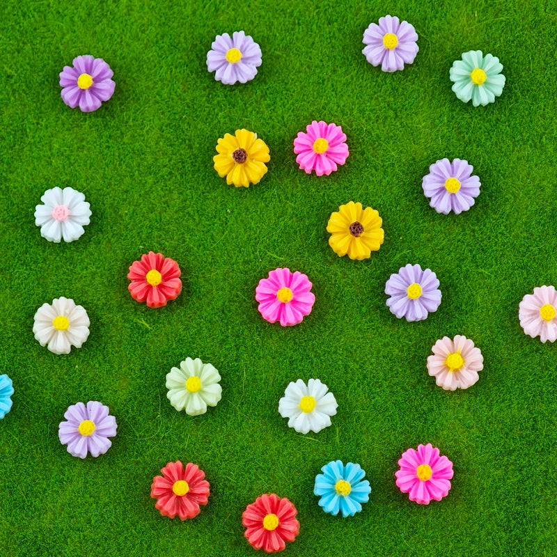 HOMICO 200 Pieces Colorful Tiny Daisy Decor for Dollhouse Mini Resin Decor for Crafts Tiny Things for Fairy Garden Micro Landscaping Decoration - Image 3
